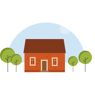 Imagen de casita con árboles