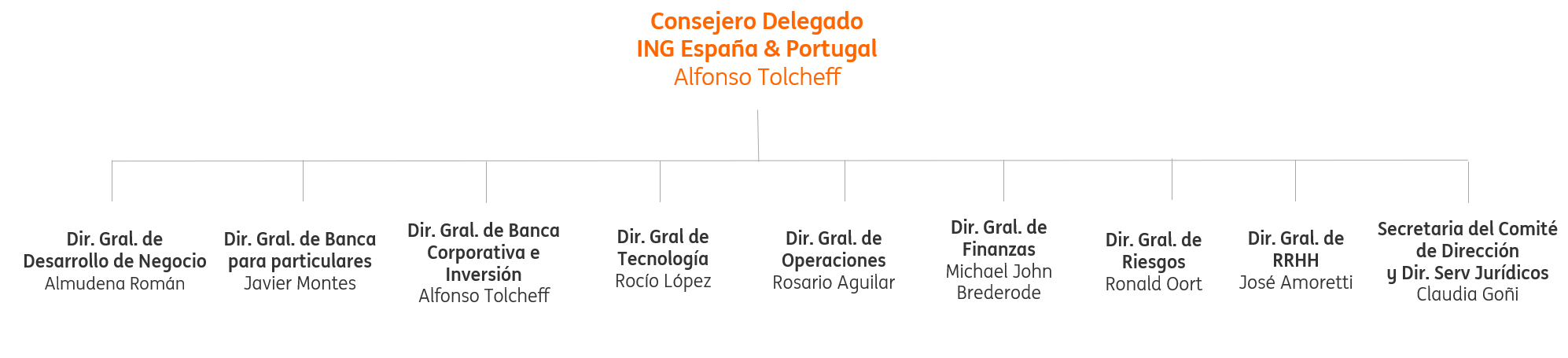 Línea del tiempo del equipo de ING y del nuevo Consejero Delegado de ING España & Portugal Alfonso Tolcheff
